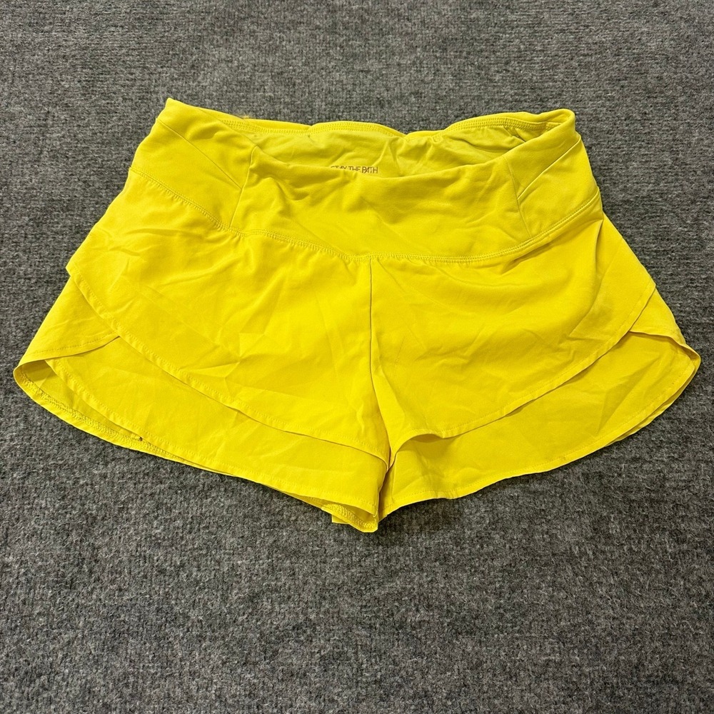 CALIA Shorts Womens Size M Yellow Athletic Running Wide Waistband Stay The Path